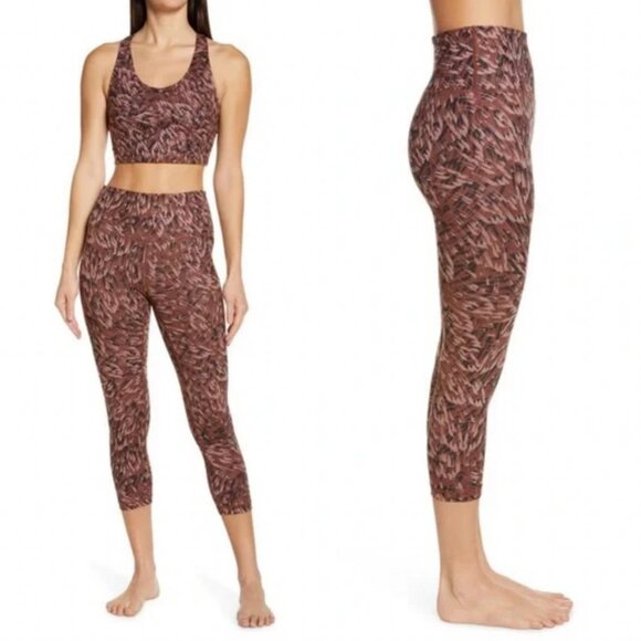 NEW Nordstrom Zella 2021 High Waist Studio Light Crop Leggings Size XL Yoga Boho - Picture 1 of 15